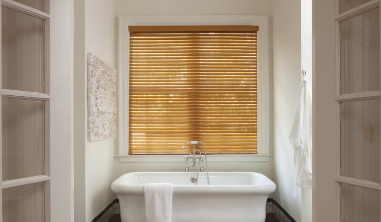 Polywood blinds in a bathroom